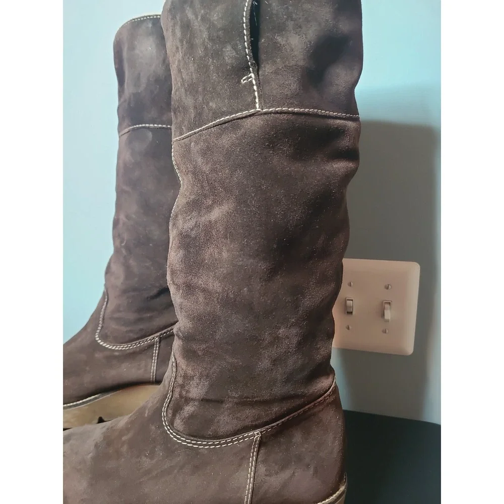 KORS Michael Kors Made in Italy Brown Suede Winter Fur Wedge‎ Boots US 10/ EU 40